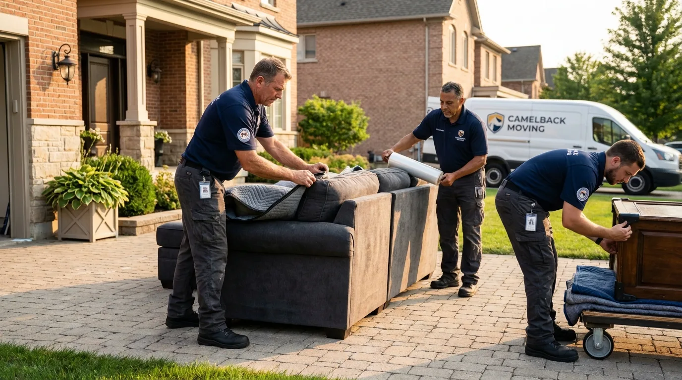 Large estate moving crew wrapping furniture in Clay City, KY